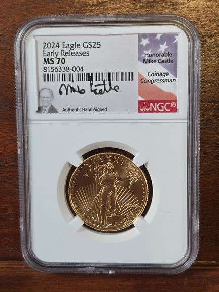 2024 $25. 1/2-OZ. GOLD EAGLE NGC MS70 MIKE CASTLE SIGNATURE