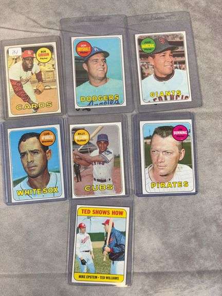 1969 Topps 7 cards Star lot w/ Gibson, Drysdale, Marichal plus others