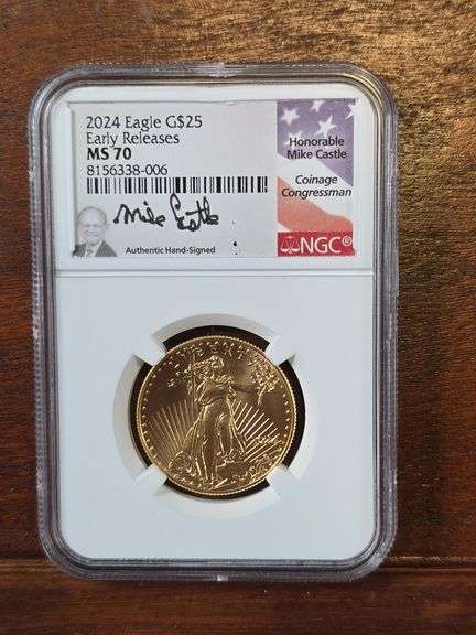 2024 $25. 1/2-OZ. GOLD EAGLE NGC MS70 MIKE CASTLE SIGNATURE
