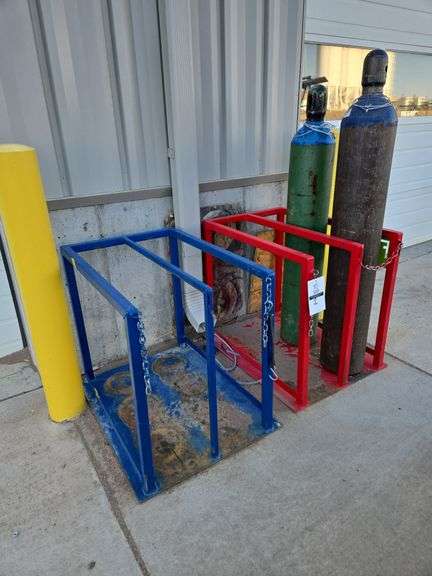 (2) Metal tank racks w/ tanks