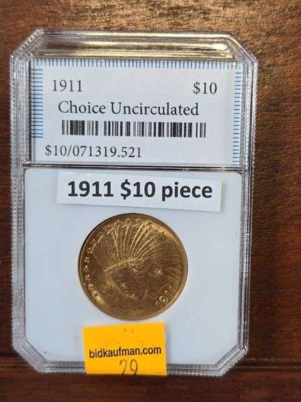 1911 $10. INDIAN HEAD GOLD PIECE AU