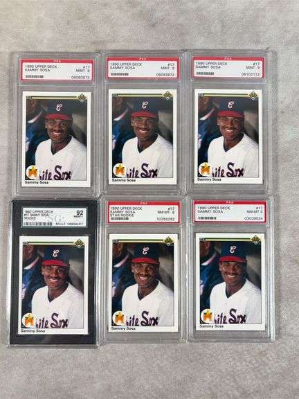6x 1990 UD Sammy Sosa Graded (PSA 9- 3 & SGC 9-1 & PSA 8-2)