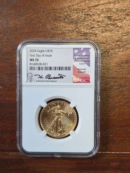 2024 $25. 1/2-OZ. GOLD EAGLE NGC MS70 KENNETH BRESSETT SIGNATURE