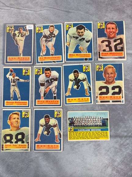 1956 Topps football, all Cleveland Browns, 12 cards w/ Groza & Renfro