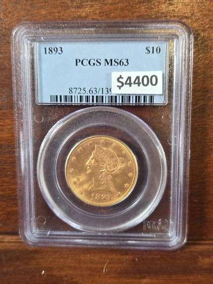 1893 $10. LIBERTY HEAD GOLD PCGS MS63