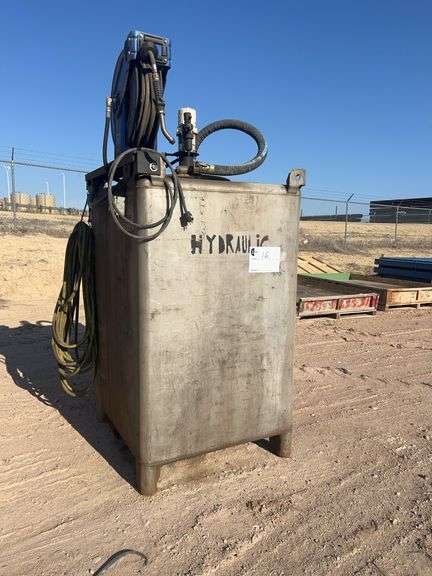 55 gallon stainless oil tank w/ pump & reel